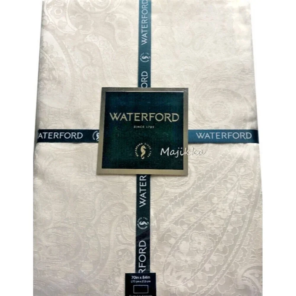 Waterford Paisley Fabric Tablecloth 70x84 Ivory Thanksgiving Christmas Easter